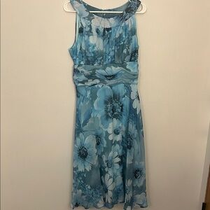 dressbarn Blue Floral Midi Dress